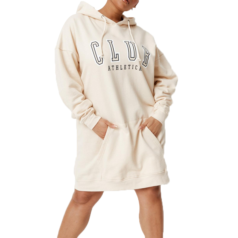 Fashion Plain Pockets Pullover Casual Oversized Custom Logo Long Sleeve Women'S Hoodies Dress Hoody Dress (၃)