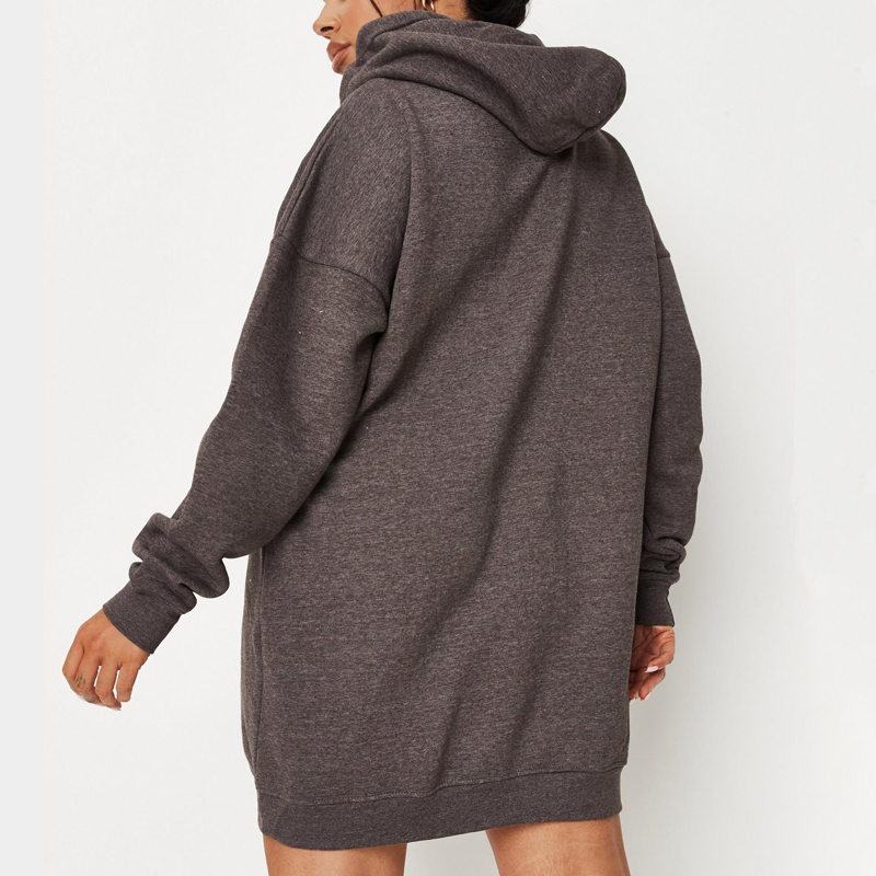 Modesch Einfache Poschen Pullover Casual Oversized Benotzerdefinéiert Logo Langarm Damen Hoodies Kleed Hoody Kleed (6)